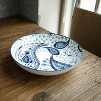 Plate Ручная роспись воды цвет эффект Dreamlike синий декоративный подглазурный цвет обеденная тарелка/миска посуда - Цвет: Plate