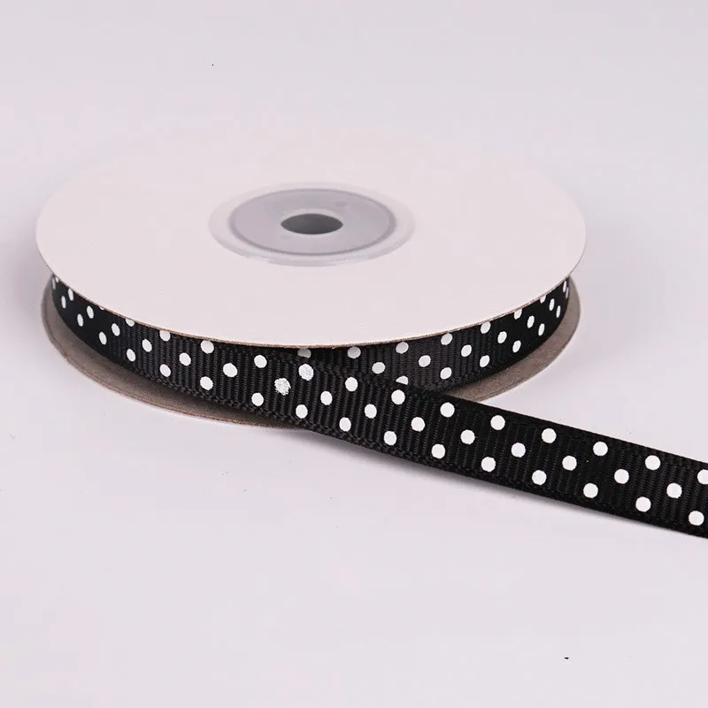 Fashion 25Yards/Roll High Quality Dots 15 Colors Grosgrain Satin Ribbon Scrapbooking Party Decorations Bowknot Accessories Gifts