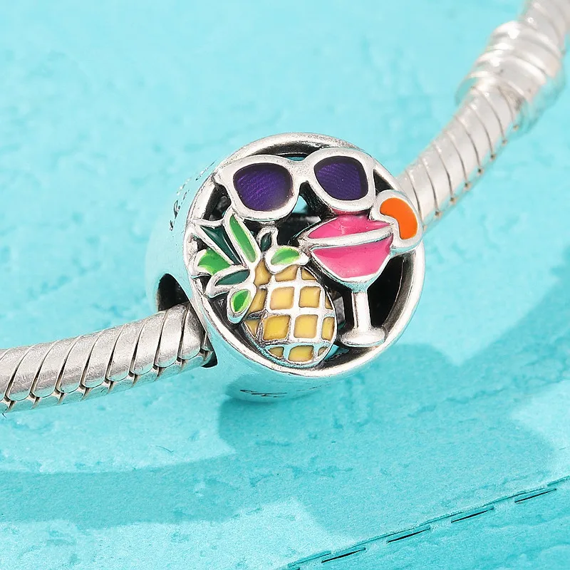Summer collection Ocean Life Mixed Enamel& Multi-Colored charms 925 sterling silver Orchid beads fit bracelets diy fine jewelry