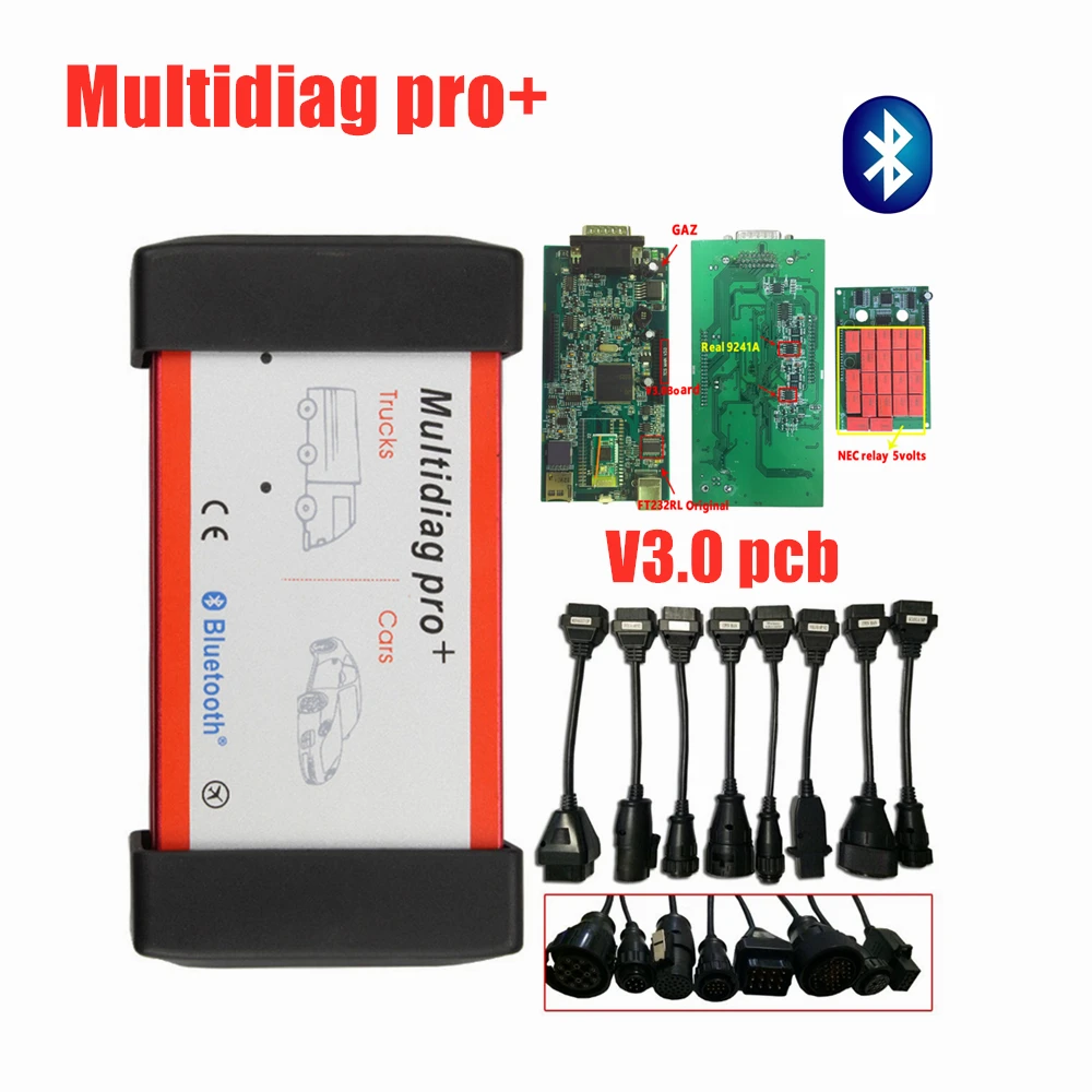 DHL+ 2016R0 Keygen TCS C-D-P с Bluetooth VD DS150E C-D-P для delphis OBD2 диагностический инструмент MVD Multidiag+ 8 кабелей для грузовиков - Цвет: with bluetooth