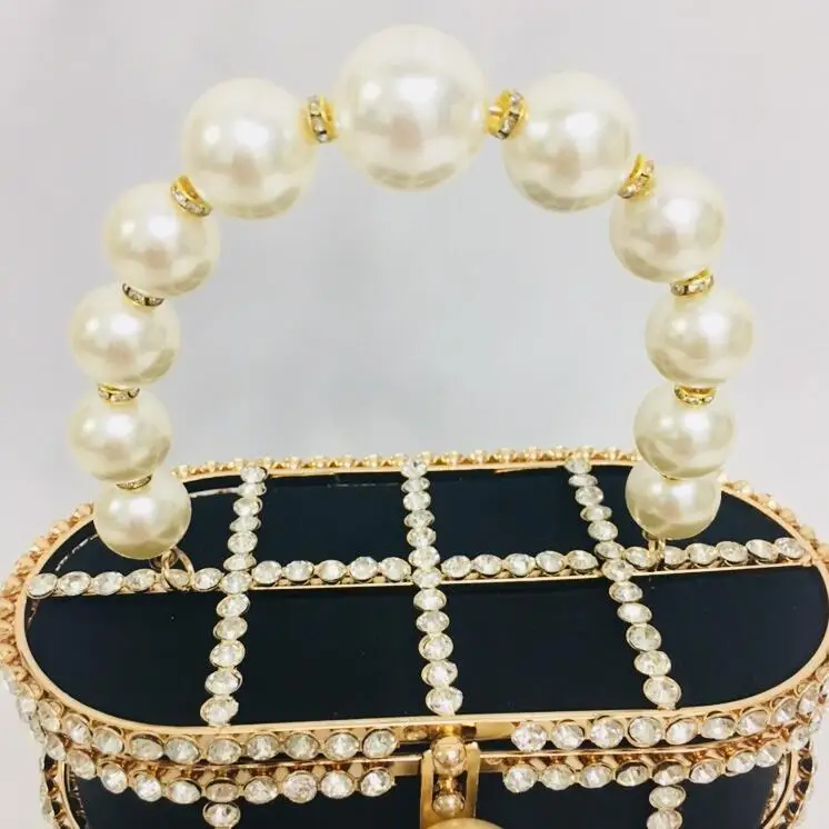 Знаменитая дизайнерская сумочка роскошные бриллианты банкетные вечерние сумки бусины из перламутра с верхней ручкой сумка-тоут открытая корзина клатч сумка на плечо