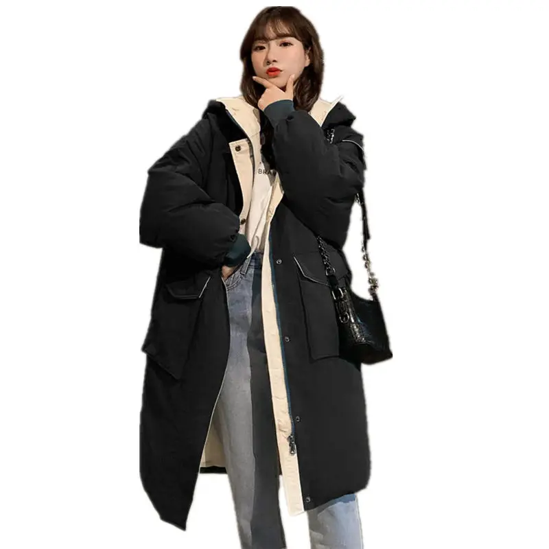 

New Winter Jacket Women Parkas Loose Warm Down Cotton Coat Female Thicken Long Sleeve Oversized Winter Women Coat Padded Q1980