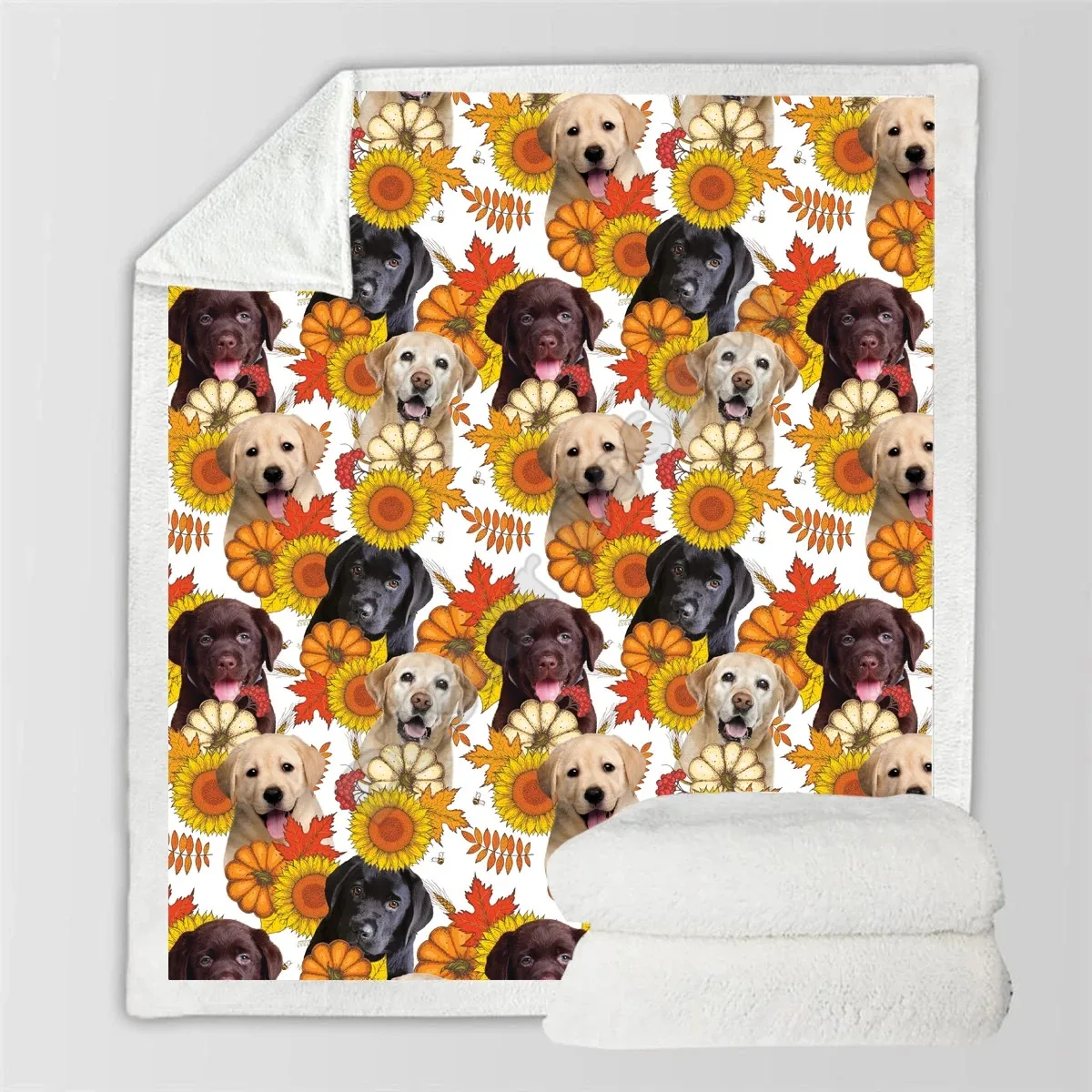 

Autumn Winter Labrador Blanket Fleece Blanket 3D All Over printed Wearable Blanket Adults/kids Fleece Blanket 09
