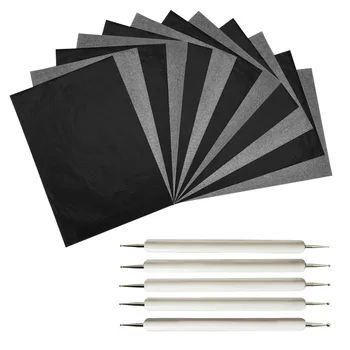 

100 Sheet A4 Size Reusable Carbon Tracing Transfer Paper + 5PCS Embossing Stylus for Canvas Wood Glass Metal Ceramic Clay