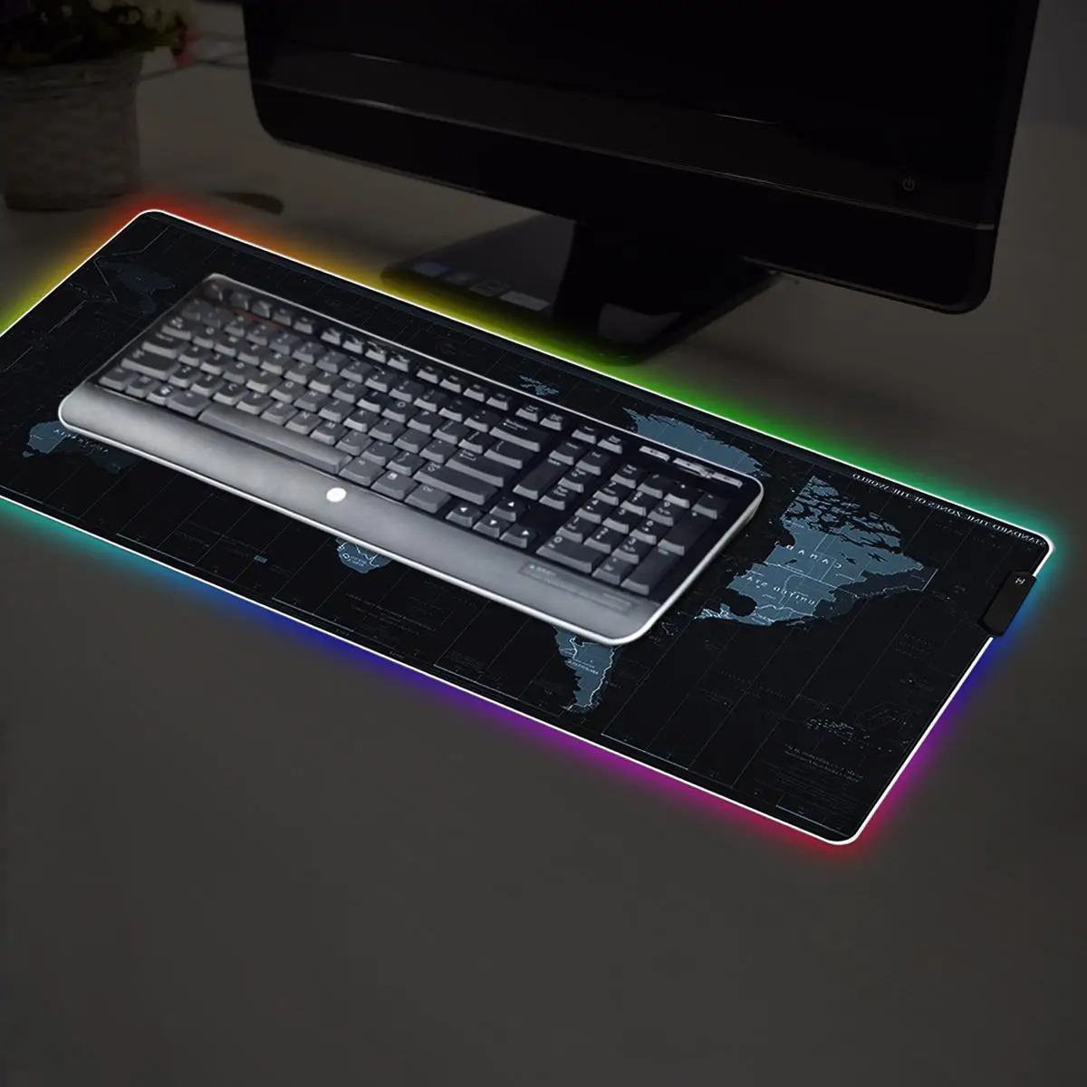 Игровая мышка со светодиодной подсветкой RGB геймер большой коврик для мыши светодиодный USB клавиатура красочный настольный коврик для мыши Коврик для ПК ноутбука Настольный