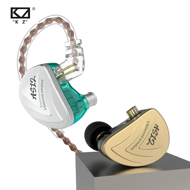 KZ AS12 Earphones 12BA Balanced Armature Drives HIFI Bass In Ear Monitor Headset Noise Cancelling Earbuds Zinc Alloy Headphones