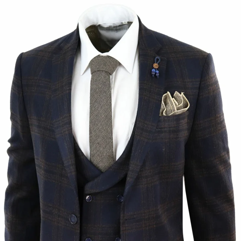 2020 Привлекательные мужские костюмы полушерстяные 3 шт. темно синий костюм Homme