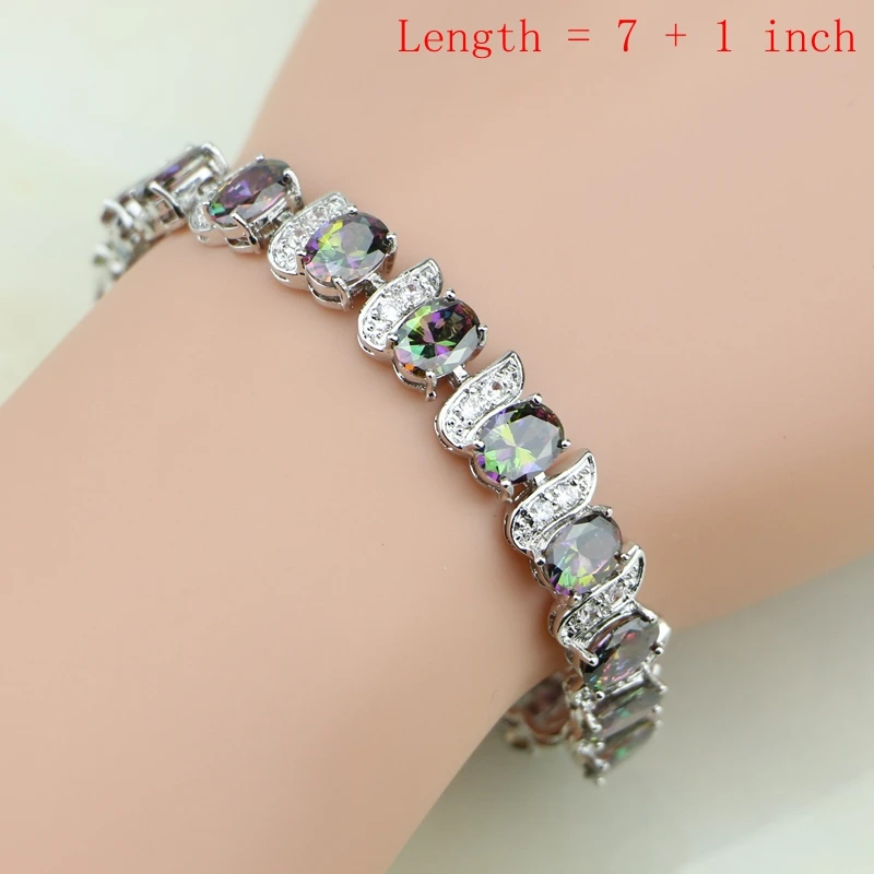 Mystic Rainbow Fire Cubic Zirconia Jewelry Sets  Jewelry Decorations for women EarringsPendantNecklaceRingBracelet (3)