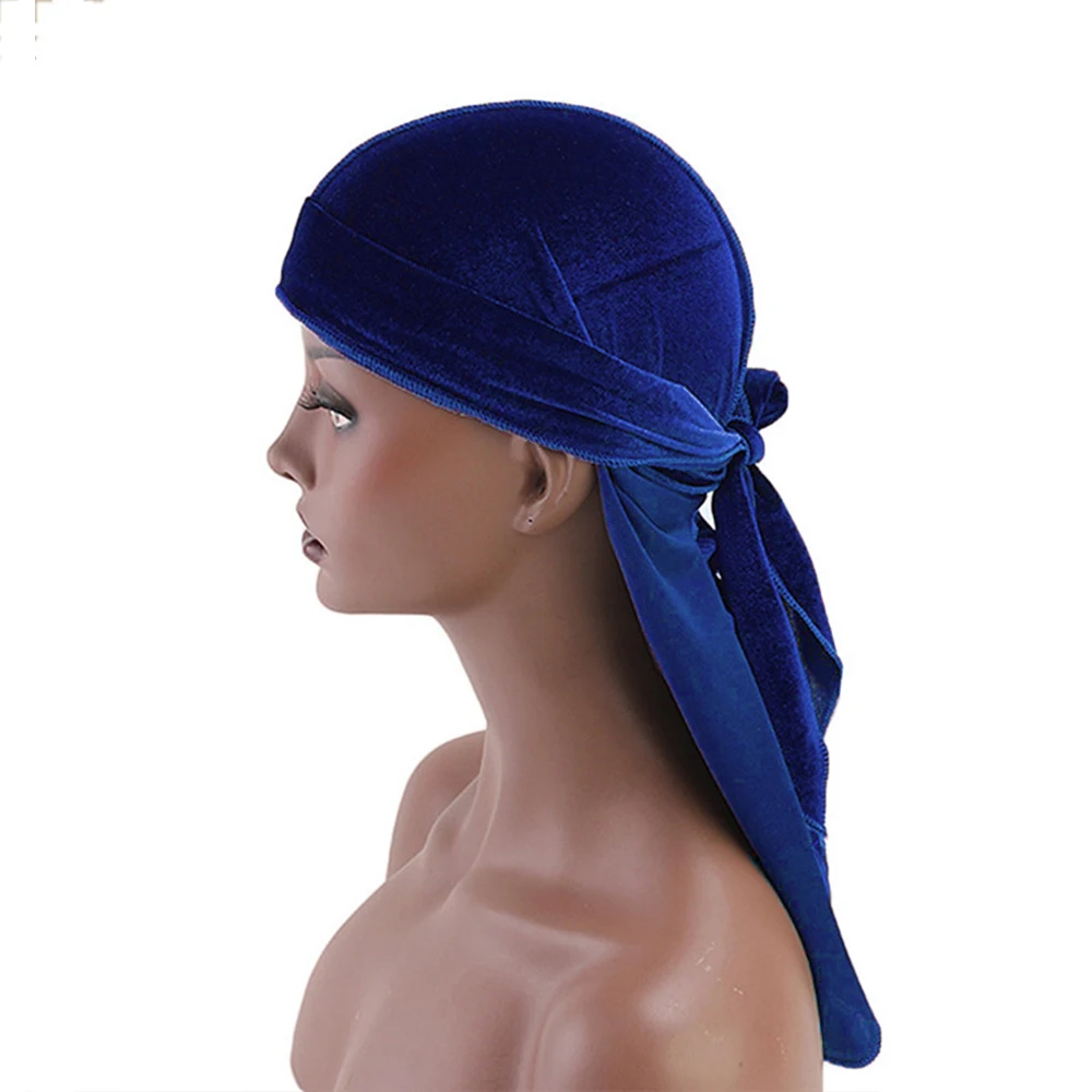 DIHOPE длинный хвост шелковый шарф Мусульманский Doo Rag пиратская шляпа Durag Кепка chemo Череп Шляпа Тюрбан повязка для волос банданы 12 цветов на выбор