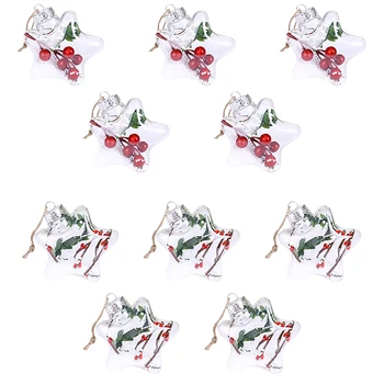 

10Pcs Christmas Ball Xmas Tree Pendants Pentagram Xmas Hanging Decoration Exquisite Tree Pendant Ball Pendant Party Prop Ball