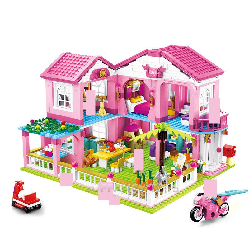 Продажа Большой сад вилла Juguetes городской дом строительные блоки наборы яхта корабль замок LegoINGLs друзья Lepinblocks Кирпичи игрушки для девочек