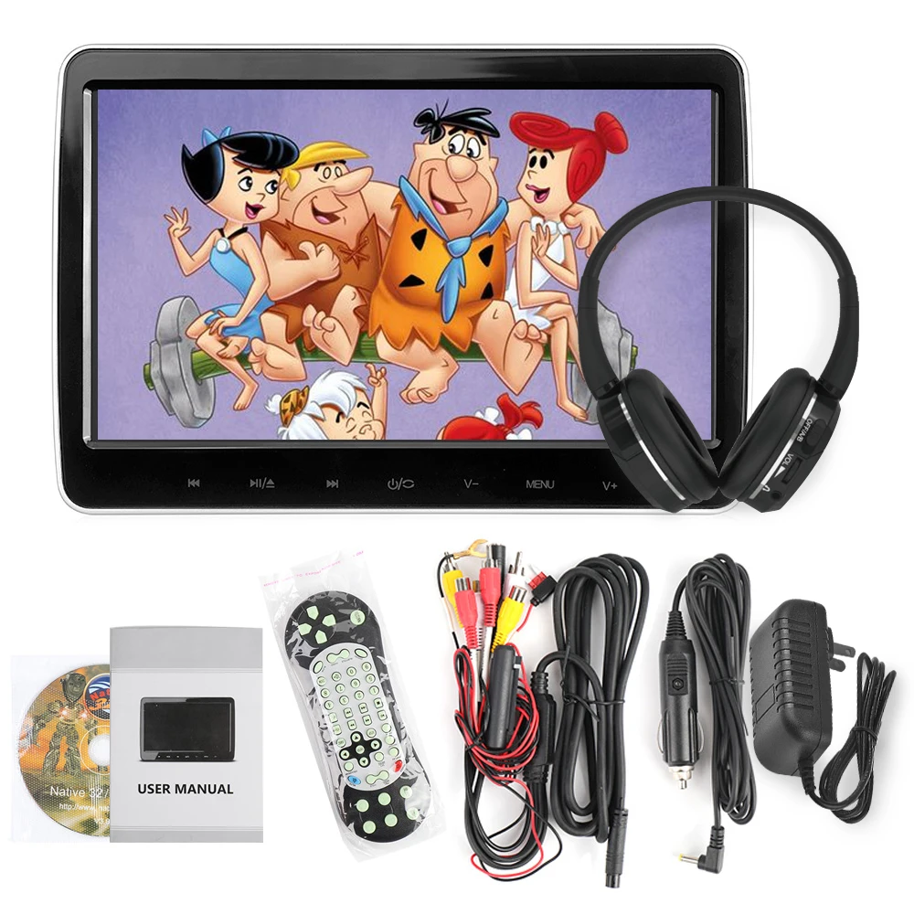

ET 10.1 Inch Touch Screen Car Headrest DVD Player HD Digital LCD Screen Headrest Monitor DVD Video Player with FM/IR Transmitter