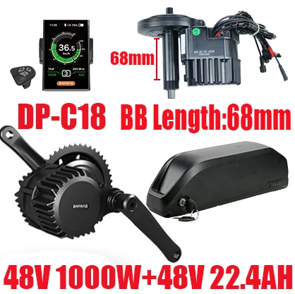 1000W48V22.4AH68MM 8FUN 48V комплект электровелосипеда с двигателем BBS02 500/750/1000W комплект для переоборудования электрического велосипеда с 48v 18,2/20,3/22,4/24,5 52 в 15.6ah Батарея Bafang - Цвет: 1000W48V22.4AH68MM