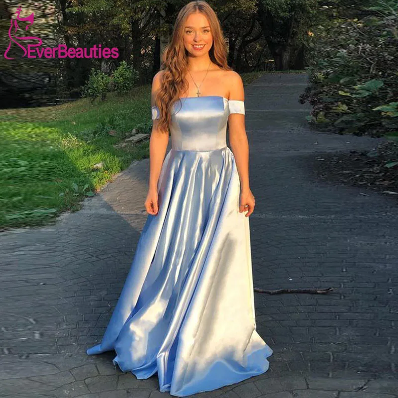 

Off the Shoulder Evening Dress Long 2020 Robe De Soiree Satin Evening Party Dresses Formal Dress