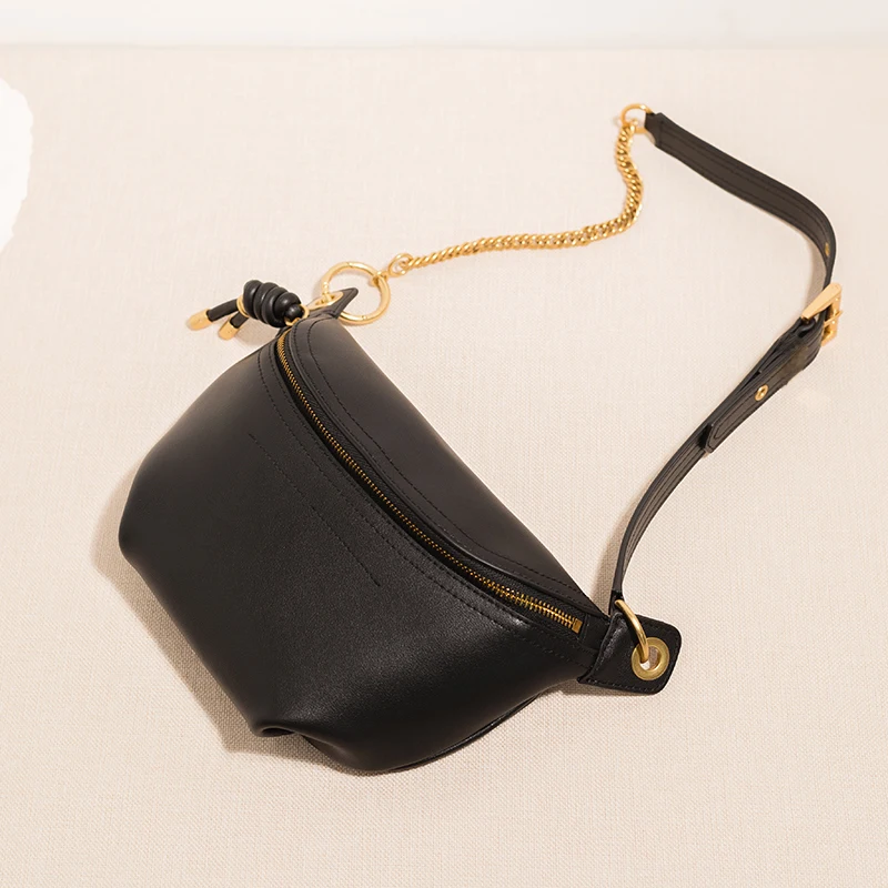 

Women fashion waist bag with adjustable shoulder strap great quality leather crossbody bag shoulder Bags with antioxidant chain