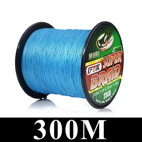 Blue 300m FTK 300 м/500 м плетеная леска из полиэтилена 0,10 мм-0,40 мм 0,4-6,0# код 4 нити 8-60LB PE многофиламентная леска - Цвет: Blue 300m