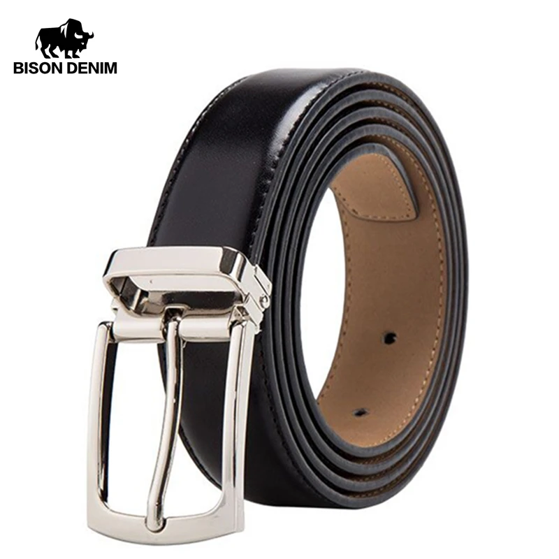 Мужской классический ремень BISON DENIM роскошный из натуральной кожи с пряжкой 2 8 см W71123|Мужские ремни| |