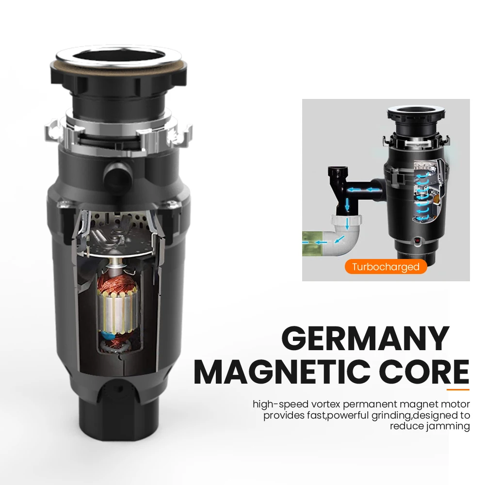 MIUI Continuous Feed Garbage Disposal with Sound Reduction,1/2 HP