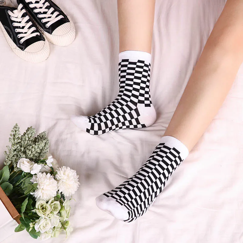 Корейские модные женские носки в стиле Харадзюку с геометрическим рисунком, мужские носки в стиле хип-хоп, 1 пара, хлопковые уличные носки унисекс