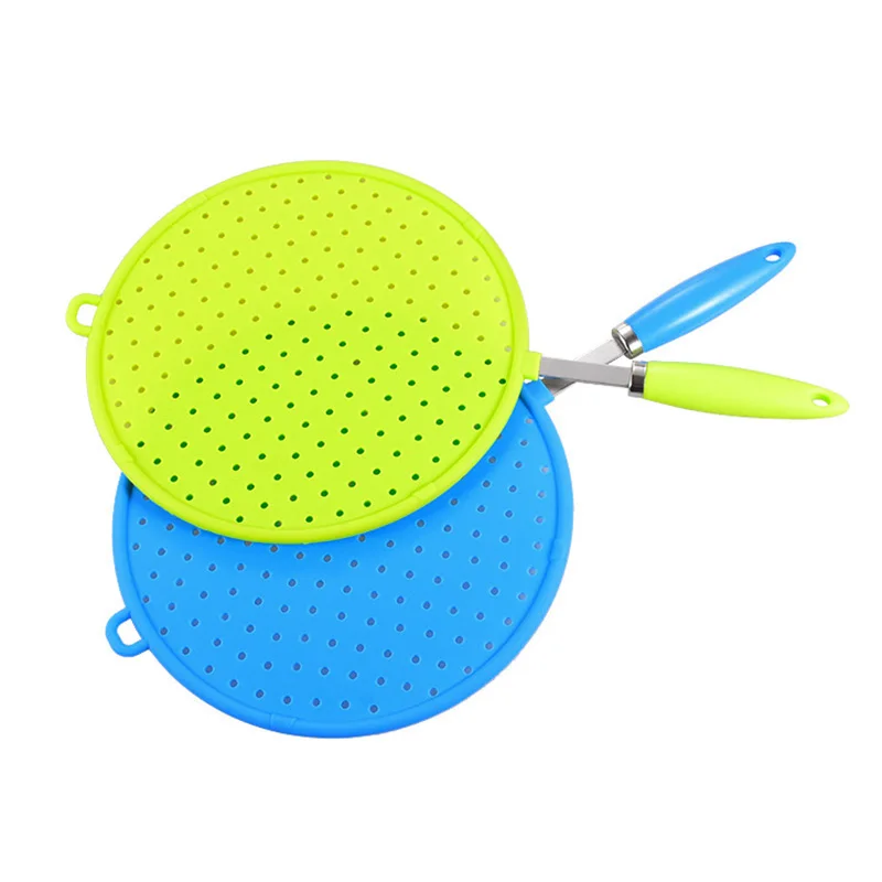 Tenrry Silicone Colorful Splatter Screen Grease Oil Guard Shield Fry Protectors with Non-Slip Handle