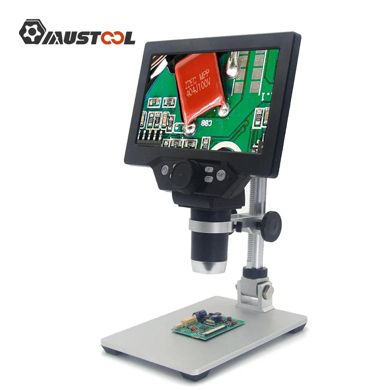 Microscópio de Vídeo Lupa com Bateria Microscópio Digital Eletrônico 7 Polegada Display Lcd 12mp Amplificar Contínuo 1-1200x G1200