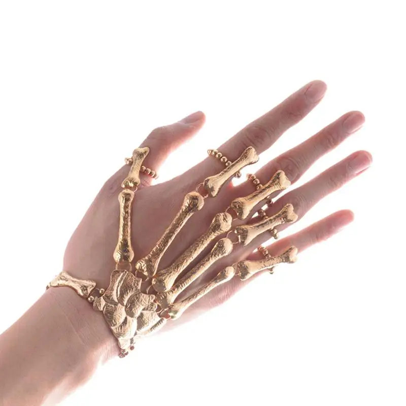 

1pc Skull Bracelet Finger Hand Skeleton Ring Alloy Skull Skeleton Bones Bangle Bracelet Skeleton Ring For Halloween Cosplay