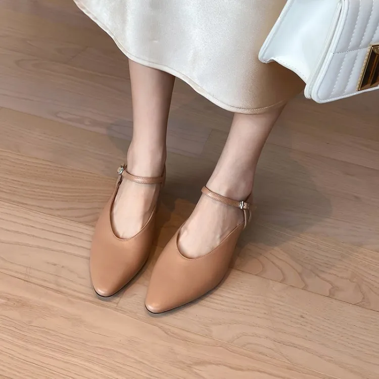 

Spring And Autumn Fashion New Style Full-grain Leather Pointed-Toe 2020 Online Celebrity Graceful Low Heel Closed-toe after Empt