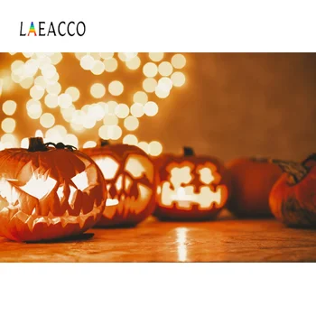 

Laeaco Halloween Background Photography Gold Fantasy Polka Dot Light Bokeh Pumpkin Party Child Portrait Photo Backdrop Photocall