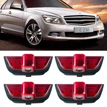 2 Pcs For Mercedes Benz C Class C200 C220 C300 C63 C450 C40 W204 Car Door Welcome Logo Light Safety LED Lamp Auto Decorative