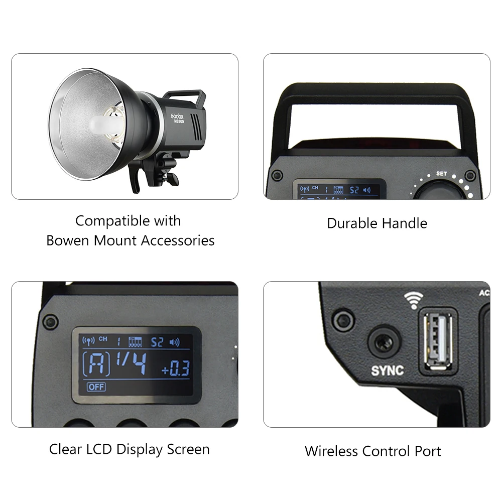 Godox MS300 студийная вспышка стробоскоп с 150 Вт моделирующая лампа Bowens крепление для внутренней студийной продукции фото ПОРТРЕТНАЯ ФОТОГРАФИЯ