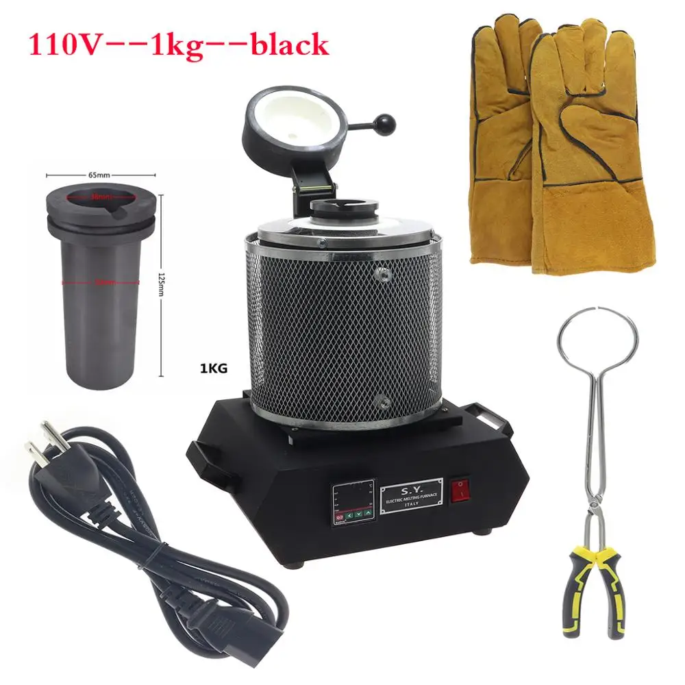 110v-1kg-black 1кг 2кг 3кг кг ювелирных изделий, плавильных печах для плавления Алюминий, Медь, золото, без содержания свинца и серебристого цвета, с плавильным котлом индукционного плавления ovan печи 110 v/220 v плавления furna - Цвет: 110v-1kg-black