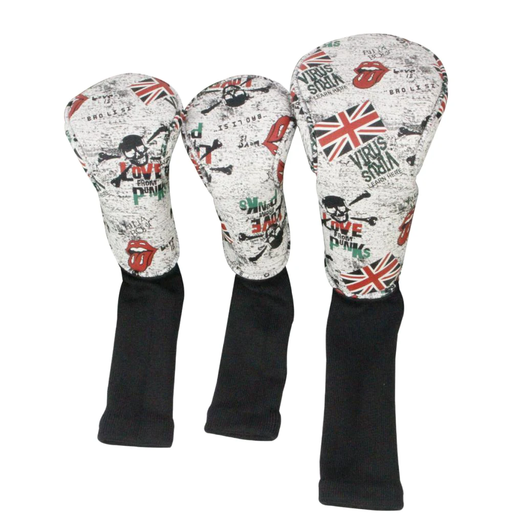 3 Sets Skull Golf Club Headcover 460cc Driver Wood Head Cover No. 1 3 5 Golf Head Cover 1 3 5 Sports Golfer Gift