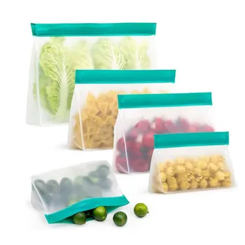 

1 Pcs Reusable Fresh Bag Food Storage Bag Upgrade Leakproof Stand Up Freezer Bag Ziplock Leakproof Containers Kitchen Tool