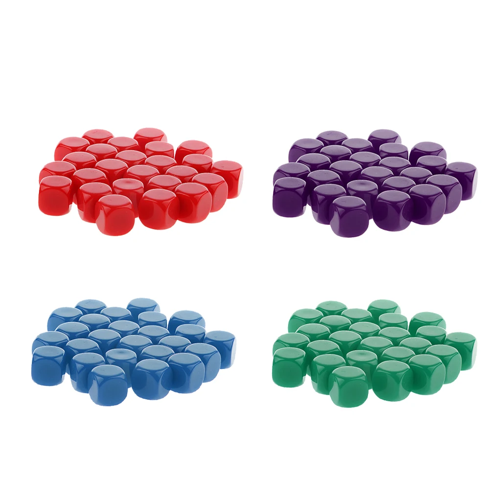 4X 25pcs Blank Six Sided D6 Dice D&D RPG Counting Cubes Board Game Favours