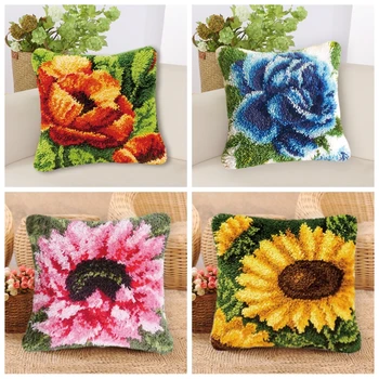 

Latch Hook Flower Pillow Klink Haak Kleed Bloemen Foamiran for Flowers Borduurpakket Kussen Embroidery Package Pillow Cross Gift