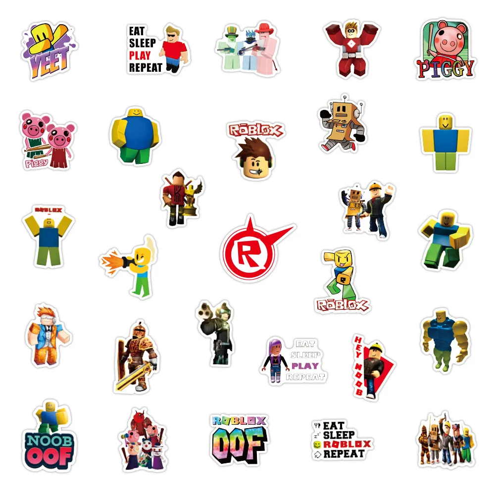 53pcs Game Anime Roblox Dynablocks Graffiti Stickers Diy Luggage Laptop Scooter Refrigerator Cup Cartoon Stationery Sticker Toys Assorted Stickers Aliexpress - dynablocks vs roblox