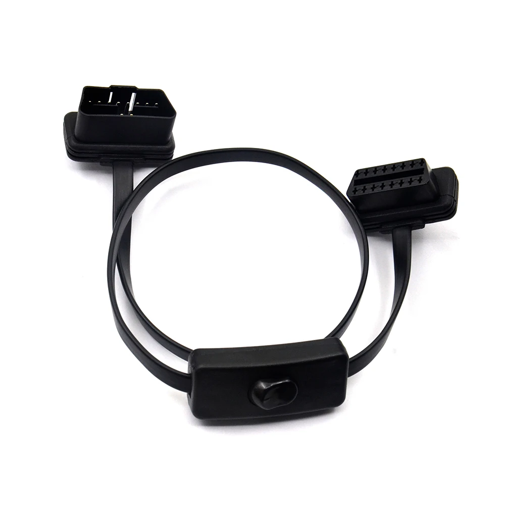 auto inspection equipment Dual Female Y Splitter Elbow 16Pin OBD 2 Extender ODB OBD2 Cable 16 Pin Male To Female Flat Noodle OBD2 Extension Cable car inspection equipment for sale