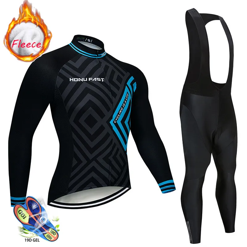 

2019 new Winter Thermal Fleece Cycling Set Bike Clothes MTB Bicycle Clothing Cycling Jersey Set Maillot Ropa Ciclismo Invierno
