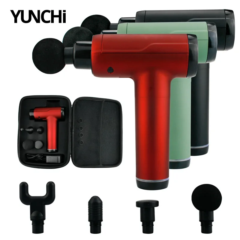 Myofascial Massage Gun Fascia Therapy Massager Muscle Pain Relief LED Touch Screen 20 Levels Speed Vibration 4 Massage Heads