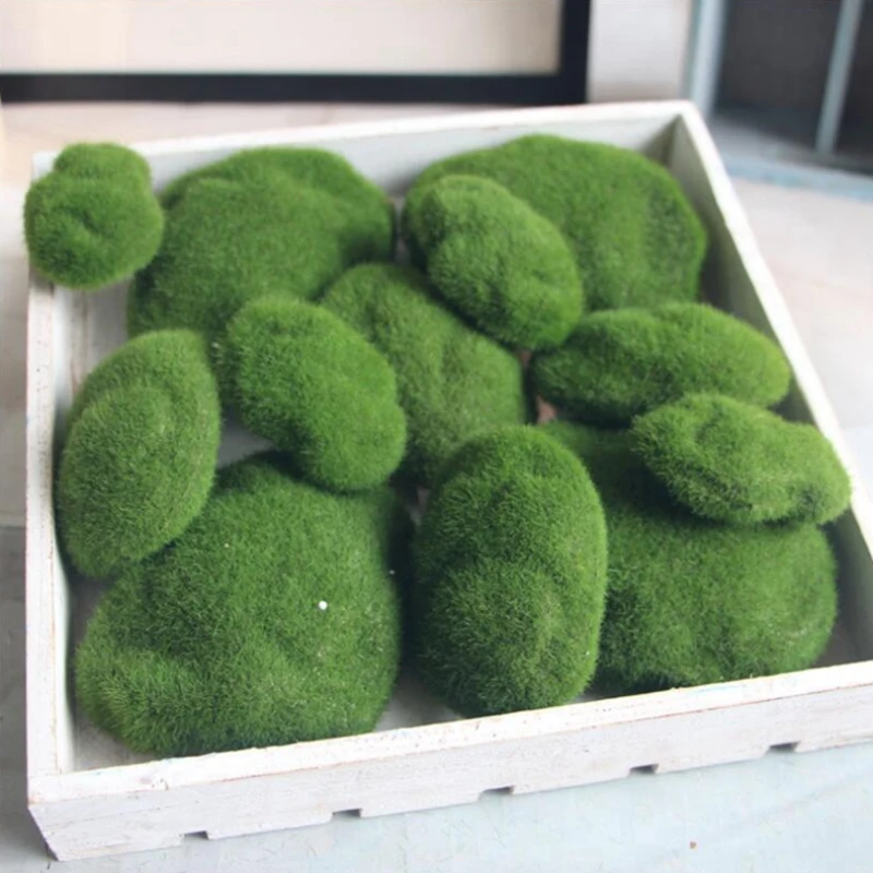 

Assorted Sized Artificial Moss Rocks Decorative Faux Stones for Floral Arrangements, Fairy Gardens, Terrariums and Crafting