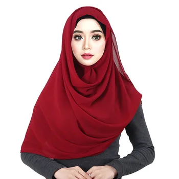 

Chiffon Scarf Women Turban Solid Color Hijab Print Bubble Wrap Natural Wrinkle Solid Color Shawl Turban Muslim Headscarf Scarves