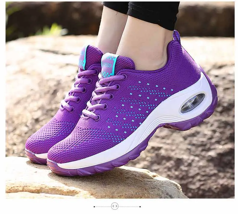 Walking Shoes 2021 New Women Breathable Casual Shoes Outdoor Light Weight Frenulum Casual Walking Platform Ladies Sneakers Black
