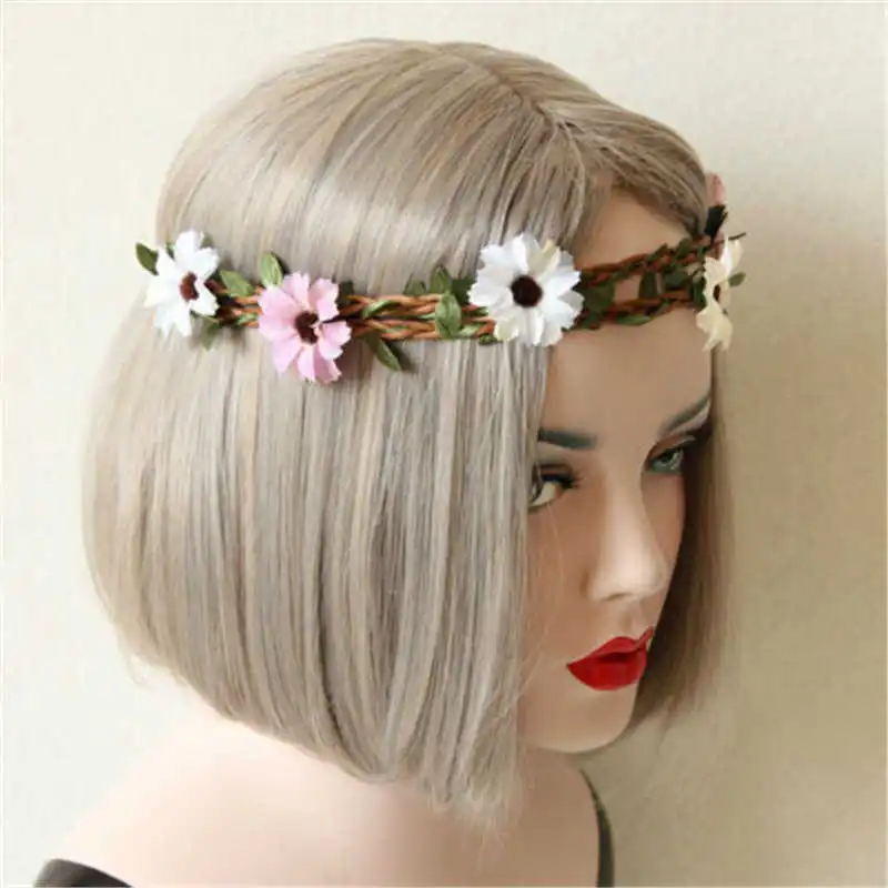 Bridal Flower White Vine Crown Boho Garland Headband Headpiece Hair Pink Jewelry | Украшения и аксессуары