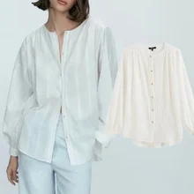 

Elmsk Blusas Mujer De Moda 2021 Autumn Blouse Women England Style Solid Fashion Elegant Simple Shirt Women Blouse And Tops