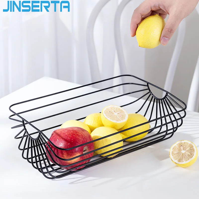 JINSERTA металлическая корзина для хранения фруктов, железный роскошный контейнер для десертов и закусок, настольный Большой органайзер для мелочей, декоративная корзина для дома