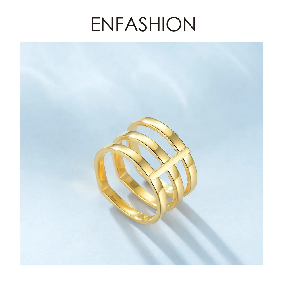 ENFASHION панк 3 ряда многослойное кольцо из нержавеющей стали золотого цвета миди кольца на пальцы фаланги для женщин модные ювелирные изделия Anillos R4016