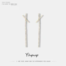 Yhpup модные темперамент длинные стразы серьги-гвоздики с кисточкой Роскошные буквы х 14 к металлические Brincos 925 женские вечерние аксессуары