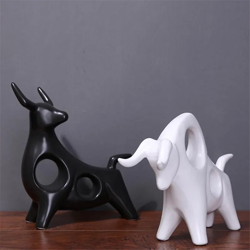 Modern Decorative Crafts Ceramic Bull statues ceramics Action Figure Collection Model Toy B166