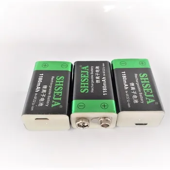 

3pcs/lot 1180mAh 9V lithium ion battery 6F22 USB rechargeable battery instrumentation toy rechargeable battery free shipping