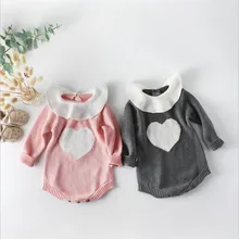 Одежда для малышей; боди для новорожденных; хлопковый Осенний комбинезон с милым сердцем; боди с длинными рукавами для малышей; одежда для маленьких девочек; От 0 до 2 лет